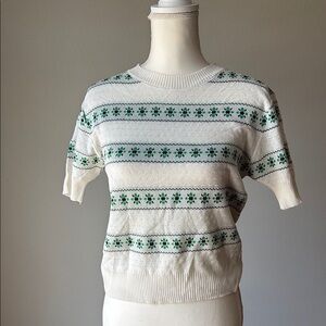 VINTAGE | Handmade Thin Knit Shortsleeved Patterned Sweater